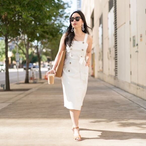 Peck & Peck Dresses & Skirts - Peck & Peck White Casual button Down dress M NWT Elegant Chic